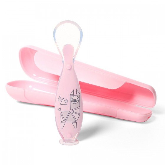BabyOno spoon with suction cup - Pink S