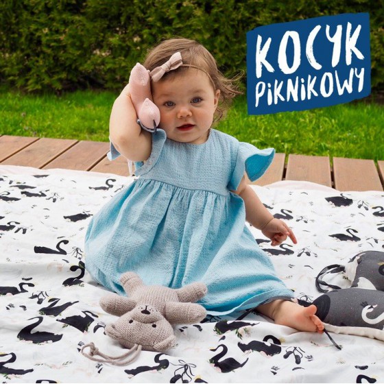 LA MILLOU KOC PICNIC Z KIESZONKĄ MATA DO ZABAWY XL HELLO WORLD ROYAL NAVY VELVET