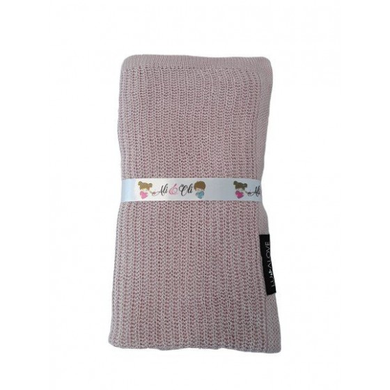 LULLALOVE knitted blanket OTULACZ mist PINK ROSES