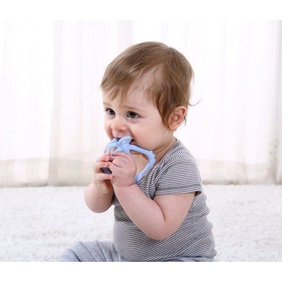 Mombella Jouet de dentition singe bleu clair
