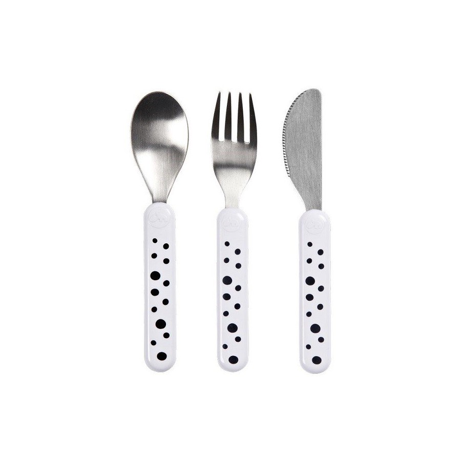 Done to Deer Happy Dots Cutlery White 3szt