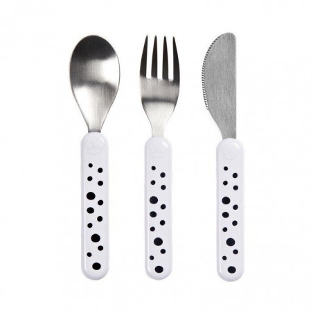 Done to Deer Happy Dots Cutlery White 3szt