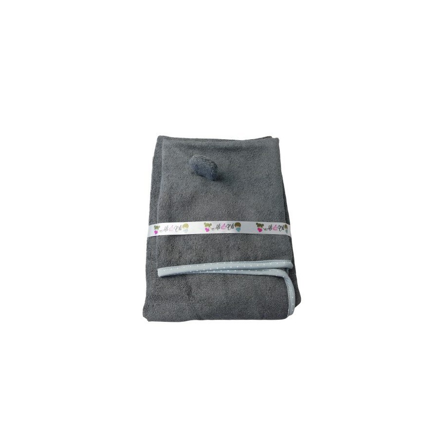 LULLALOVE BAMBOO TOWEL with handles GRAY 130x65 cm