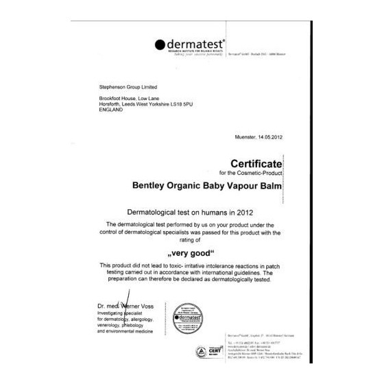 Bentley Organic, Children's ORGANIC Lotion for easier breathing
