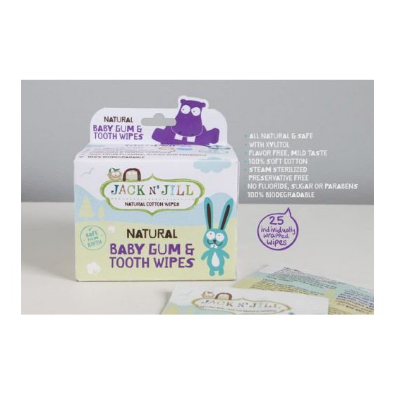 Jack N'Jill, natural gums wipes for cleaning babies, 25 pcs.