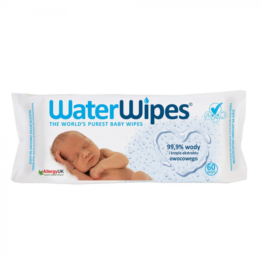 WaterWipes, Chusteczki nasączane czystą wodą, 60szt., PL