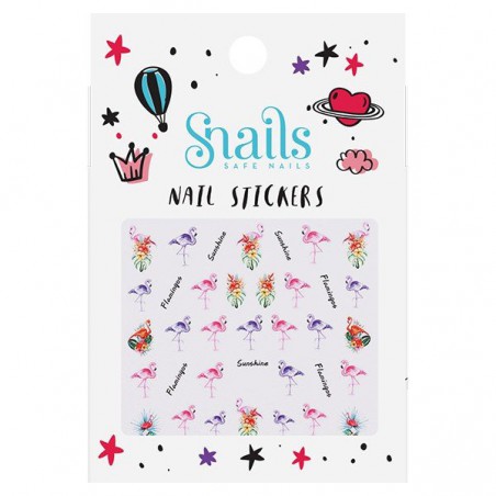 Autocollants pour ongles escargots flamants roses