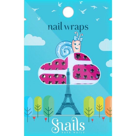 Snails Naklejki na paznokcie, Nail Wrap – Pink Stars, różowe