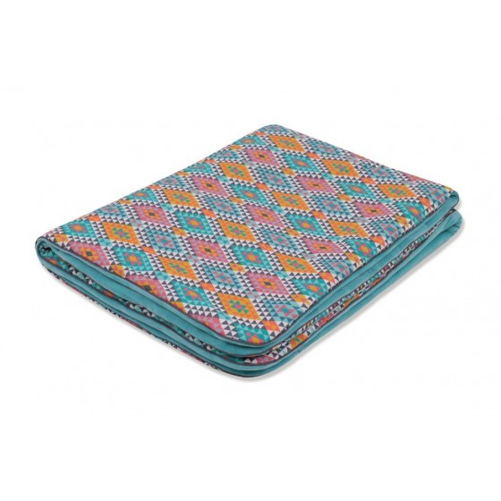 PINK NO MORE warm blanket 80x100cm ETHNIC INTENSE and cyan WELUR