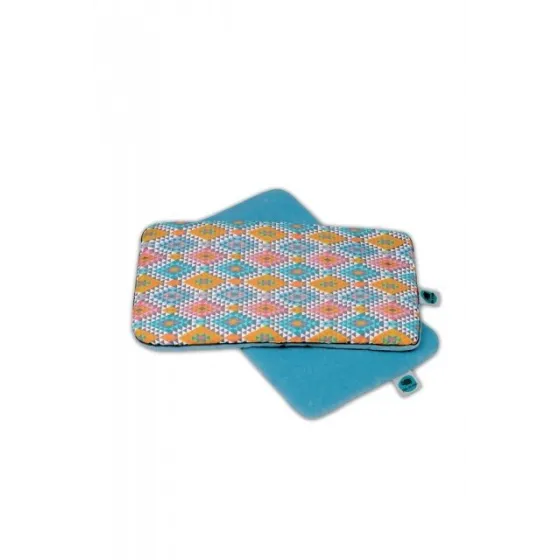 PINK NO MORE PODUSZKA 40x25cm ETHNIC INTENSE I TURKUSOWY WELUR