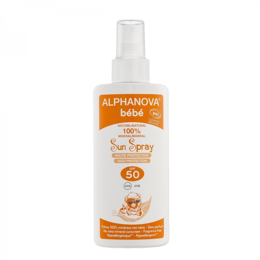 Alphanova Bebe Spray sunscreen with a high SPF 50 filter, 125g