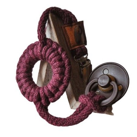 Hi Little One - šňůra s kolečkem Pacifer holder Wine