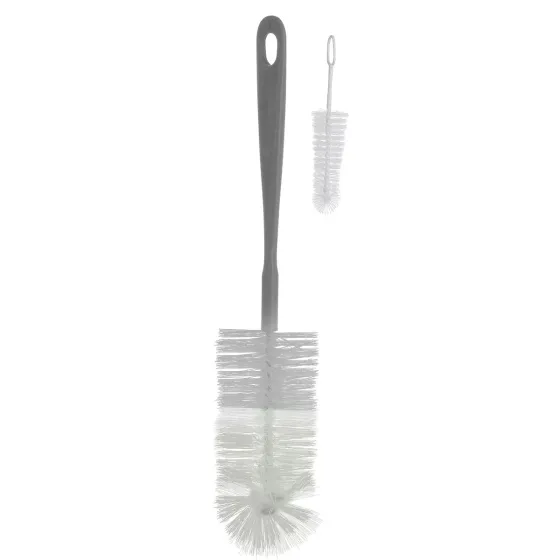 BabyOno brush for bottles and teats with a mini brush - gray