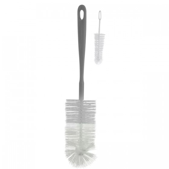 BabyOno brush for bottles and teats with a mini brush - gray
