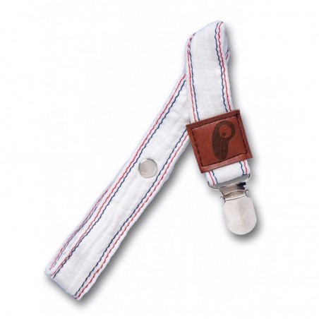 Hi Little One - Zawieszka do smoczka z organicznej BIO bawełny GOTS Muslin Pacifier holder White