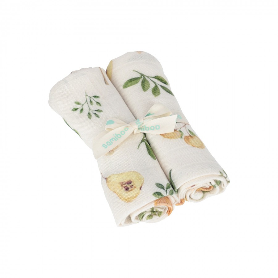 Samiboo - Set of bamboo nappies with a muslin with silver ions