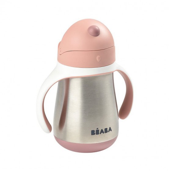 Beaba bottle - steel spill cup with a drinking straw 250 ml old