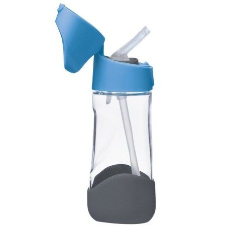 b.box Botella tritan con pajita 450 ml, pizarra azul