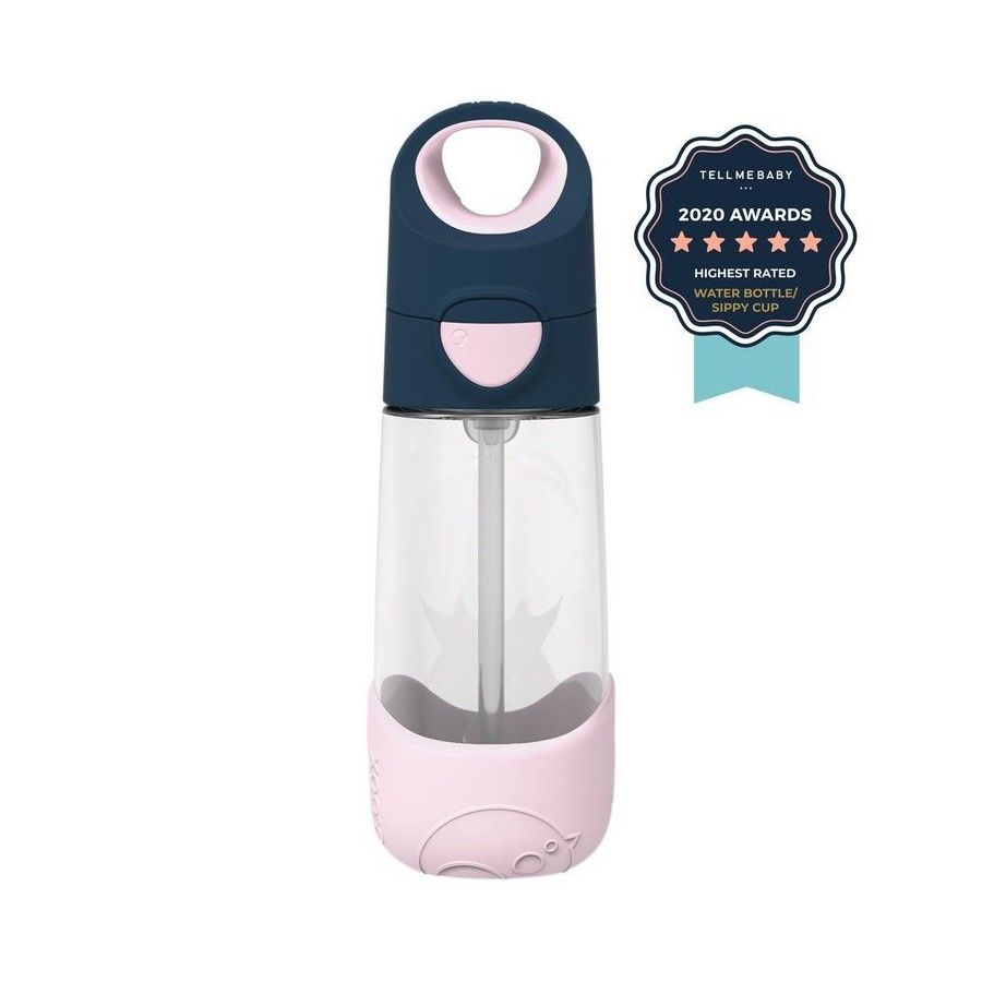 b.box Bouteille Tritan avec paille 450 ml, rose indigo