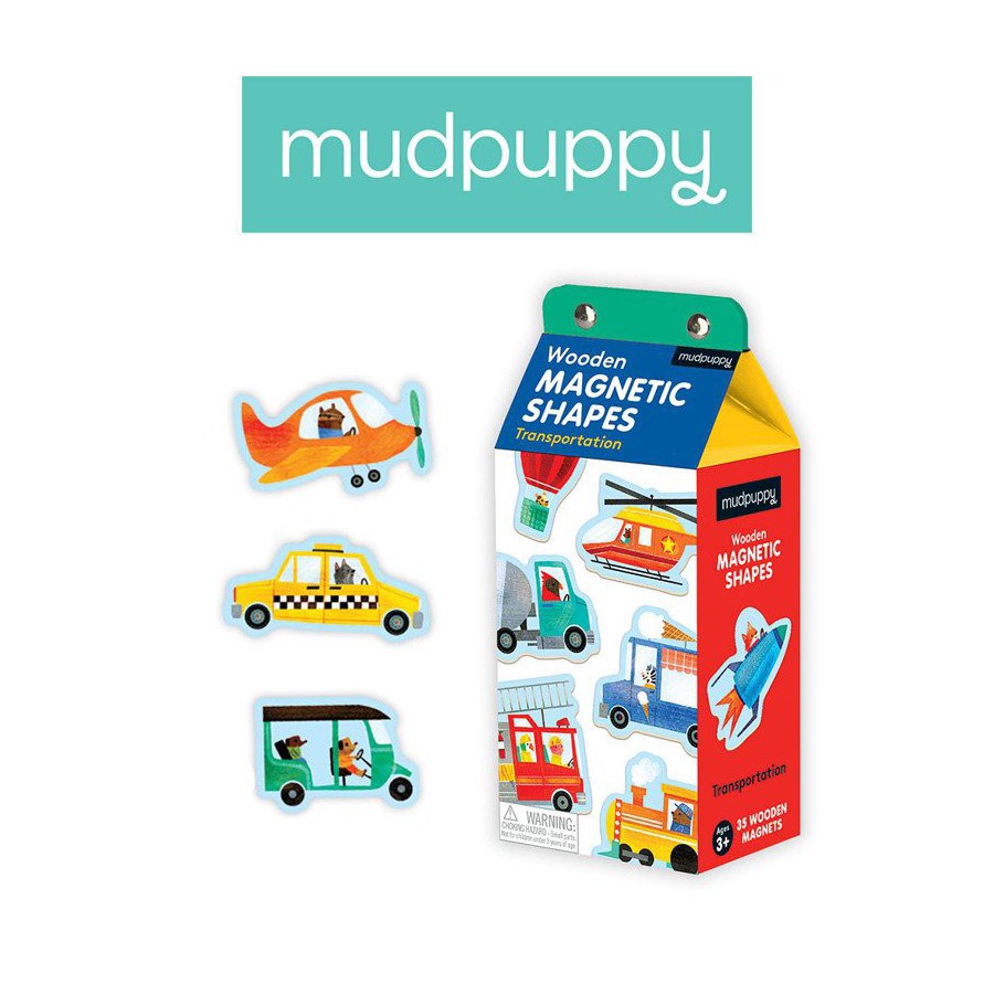 Mudpuppy set of wooden magnets Vehicles 35 items