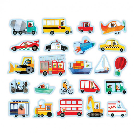 Mudpuppy set of wooden magnets Vehicles 35 items