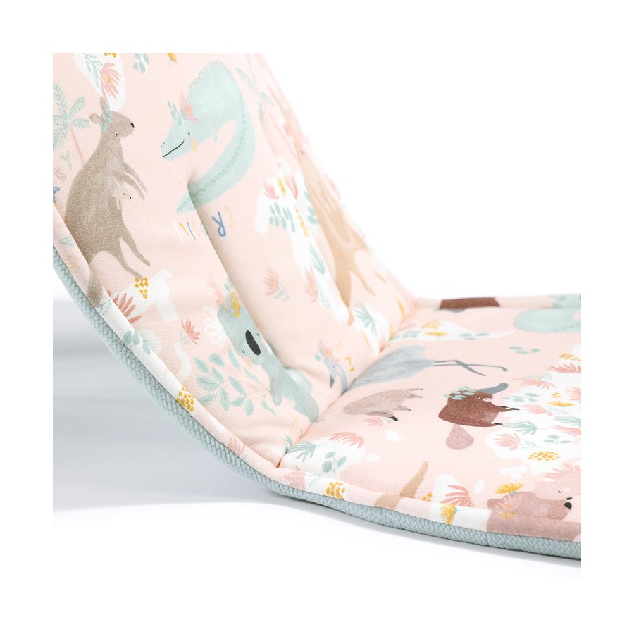 La Millou ORGANIC JERSEY COLLECTION - STROLLER PAD - DUNDEE & FRIENDS PINK - VELVET SMOKE MINT