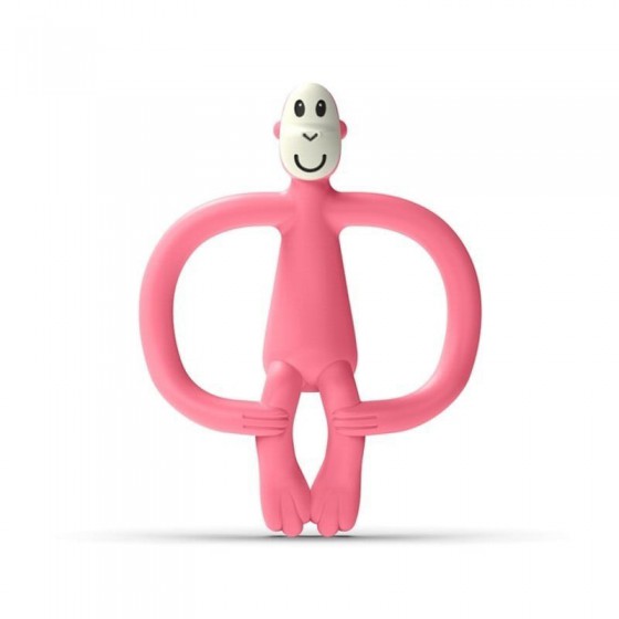 Matchstick Candy Pink Monkey Teether massage with a brush