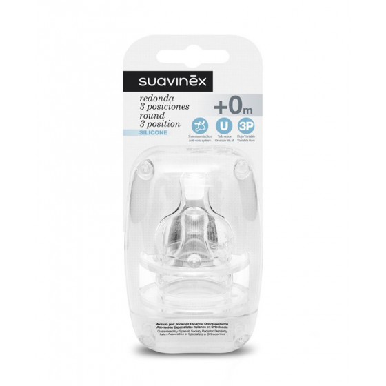 Trójprzepływowe round Suavinex Soothers Bottle 0m +