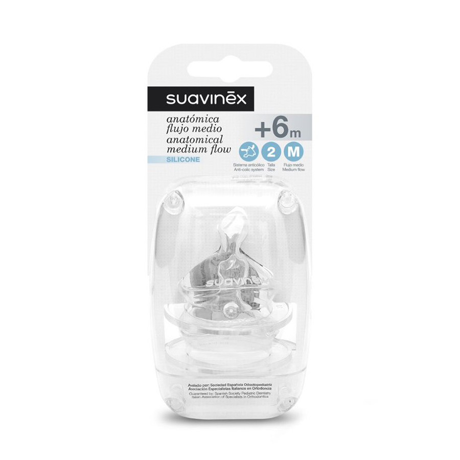 SUAVINEX Tettarelle anatomiche a flusso medio per biberon +6m