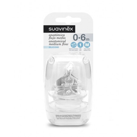 SUAVINEX Tettarelle anatomiche a flusso medio per biberon 0-6 mt