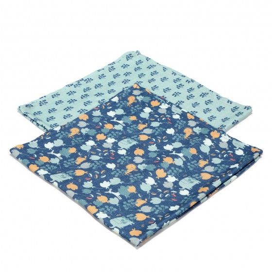 La Millou 2 PACK PIELUSZKA 100% BAMBOO MUŚLIN - FRENCH BLEU JARDIN & LES BLEU FLEURS