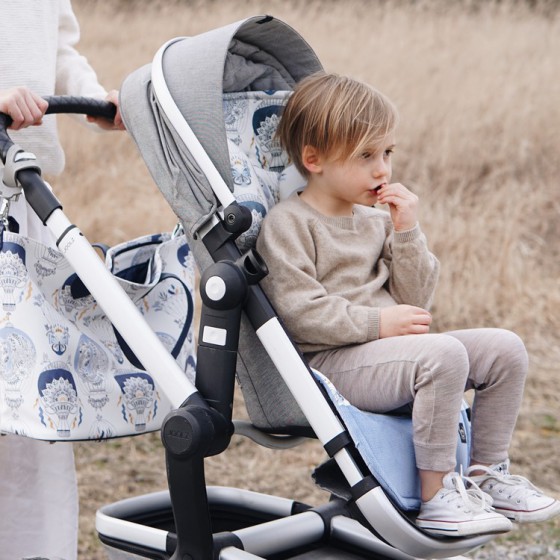 La Millou ORGANIC JERSEY COLLECTION - STROLLER PAD - IT'S A WHITE MAGIC - VELVET INK
