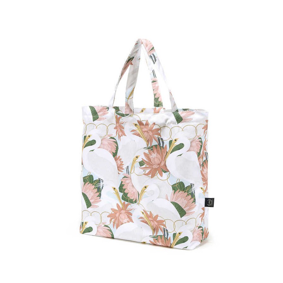 La Millou SHOPPER BAG - HERON IN A PINK LOTUS