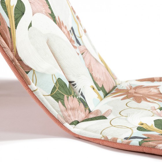 La Millou ORGANIC JERSEY COLLECTION - STROLLER PAD - HERON IN A PINK LOTUS - VELVET PAPAYA