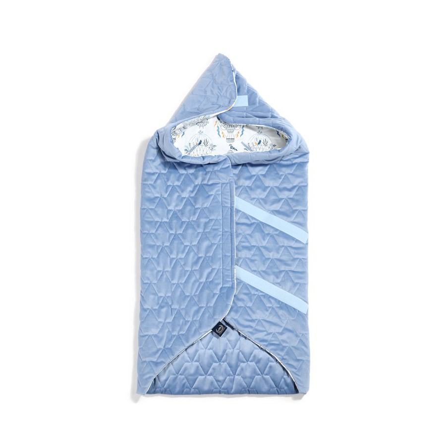 La Millou ORGANIC JERSEY COLLECTION - Blanket FOR CAR SEAT - MAGIC OWL - MINT VELVET SMOKE