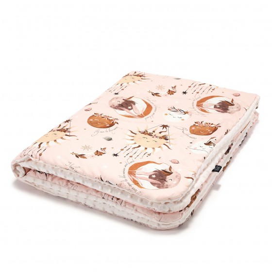 La Millou TODDLER BLANKET - BY WHATANNAWEARS – FLY ME TO THE MOON NUDE - ECRU