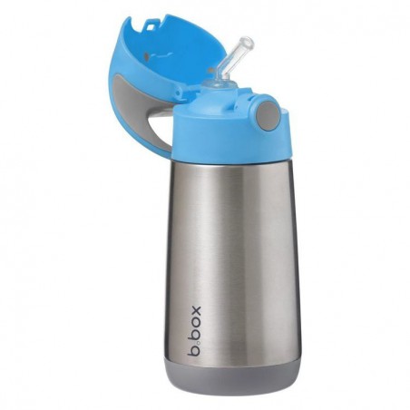 b.box Bouteille thermos ardoise bleue avec paille 350 ml