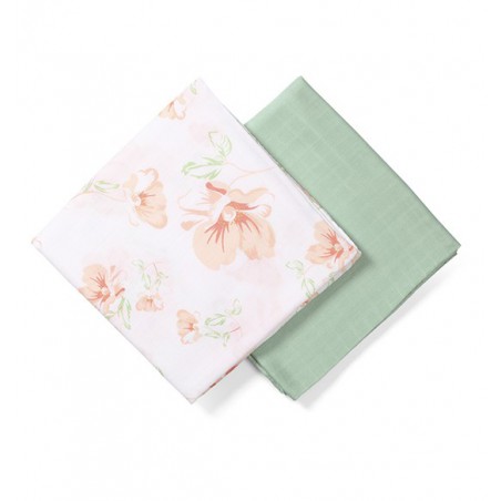 Babyono double-pack TROPIC FLOWERS bamboo muslin swaddles