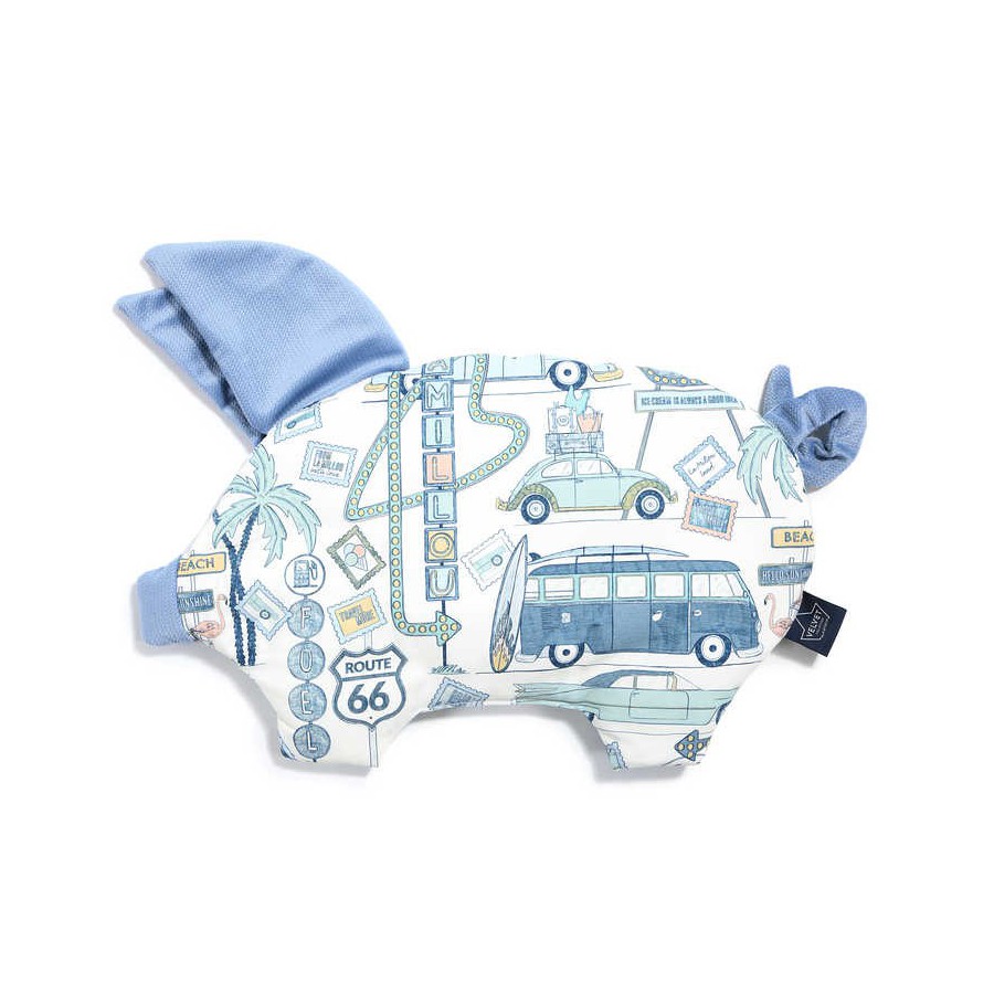 LA MILLOU VELVET COLLECTION - PODUSIA SLEEPY PIG - ROUTE 66 COLOUR - DOVE BLUE