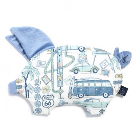 LA MILLOU VELVET COLLECTION - PODUSIA SLEEPY PIG - ROUTE 66 COLOUR - DOVE BLUE