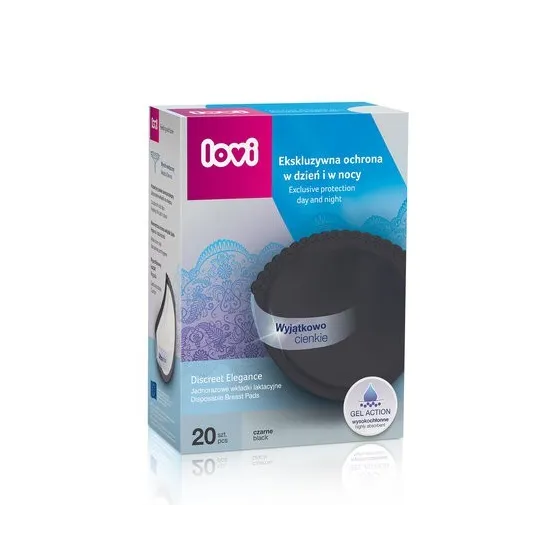 LOVI Накладкі для кармлення DISCREET ELEGANCE 20 шт, чорныя
