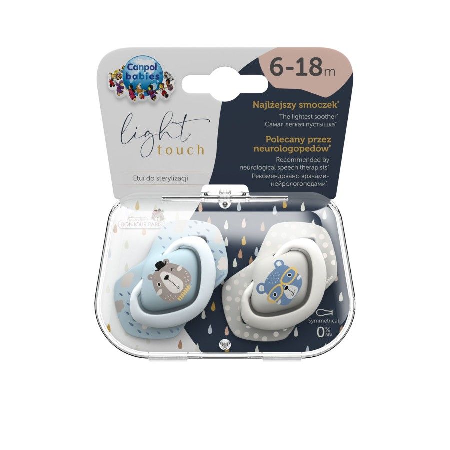 Canpol babys Schnuller SetSilikon 6-18m symmetrisch BONJOUR blau