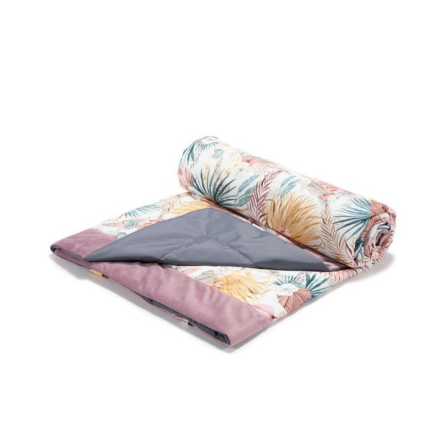 LA MILLOU VELVET COLLECTION - KOC PICNIC Z KIESZONKĄ, MATA DO ZABAWY XL - BOHO PALMS LIGHT - FRENCH LAVENDER