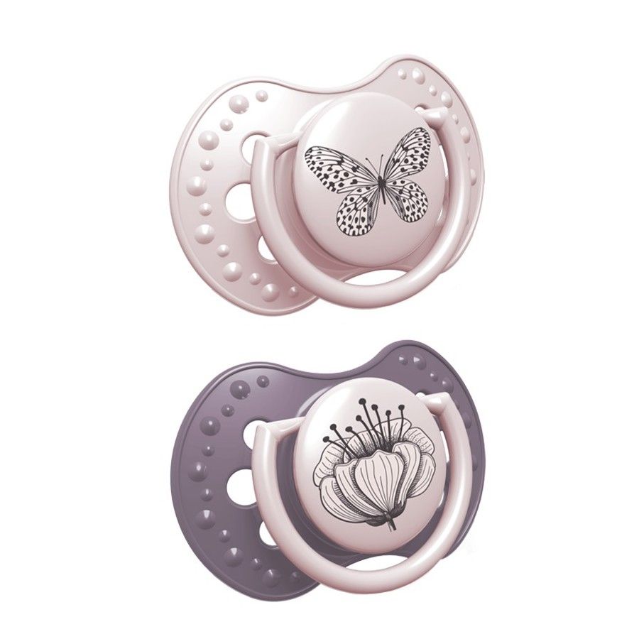 LOVI Пустушка динамічна силіконова 3-6м 2 шт Botanic Girl
