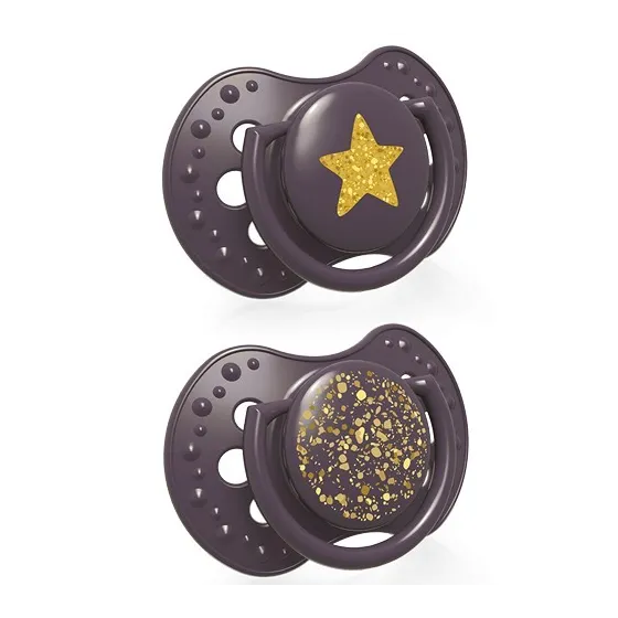 LOVI 动感硅胶奶嘴0-3m 2个 星尘紫