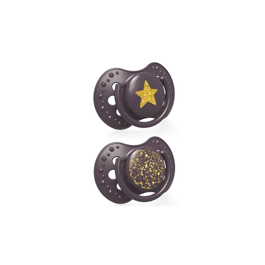 LOVI Smoczek silikonowy dynamiczny 0-3m 2 szt Stardust violet LOVI Smoczek silikonowy dynamiczny 0-3m 2 szt Stardust violet