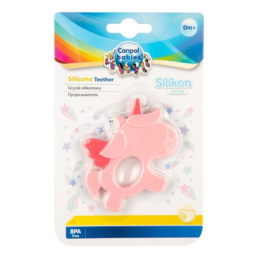 Canpol anneau de dentition en silicone pour bébé LICORNE rose