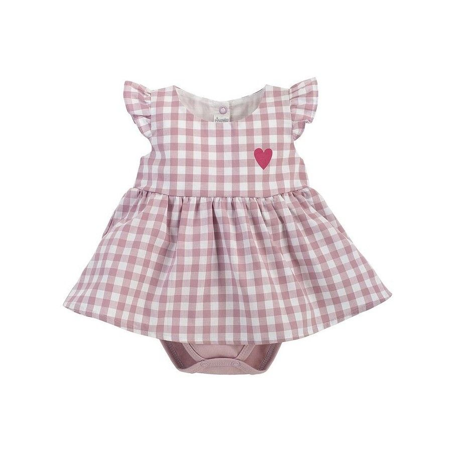 Pinokio ABITO CORPO SPALLINE DOLCE CILIEGIA 80 ROSA A QUADRI