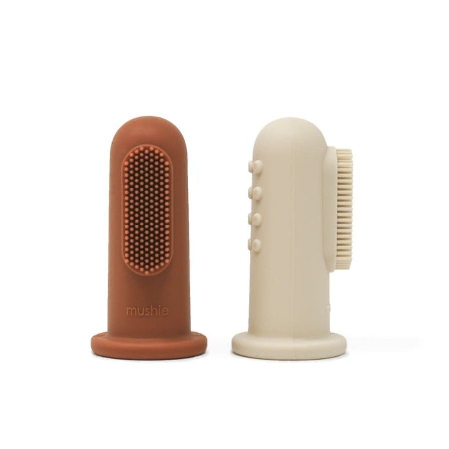 Mushie - 2 pierwsze szczoteczki na palec Clay & Shifting Sand -