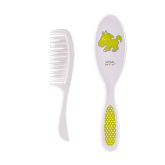 Canpol Brosse à cheveux + peigne doux vert